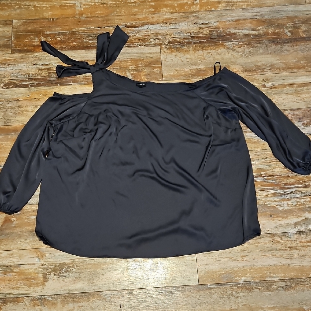Torrid Elegant Black Tie-Shoulder Blouse